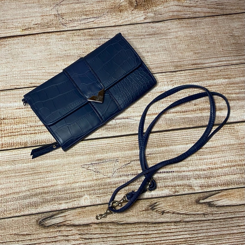 Nicole Miller Blue Croc Adjustable Bag/Clutch - Picture 5 of 10